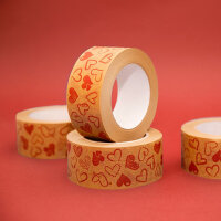 Papierklebeband bedruckt, braun, Kraftpapier 50mm x 50m, 2-farbig