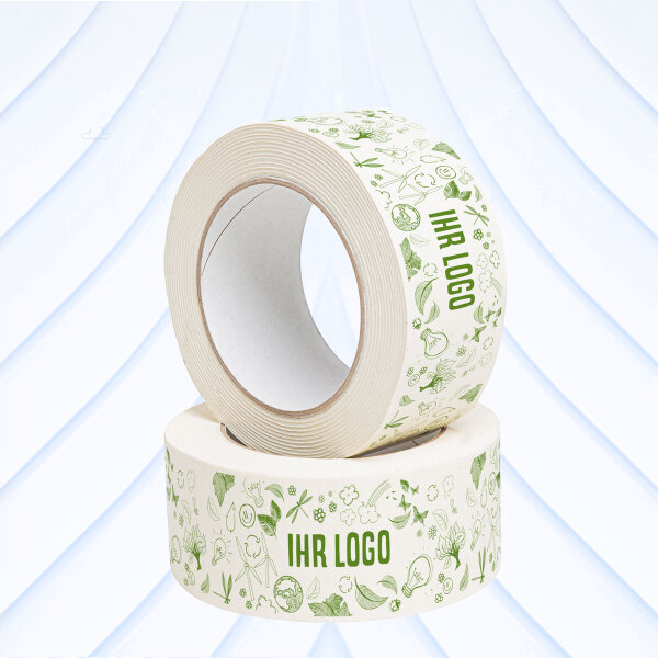 Papierklebeband bedruckt, weiß, Kraftpapier 50mm x 50m, 2-farbig