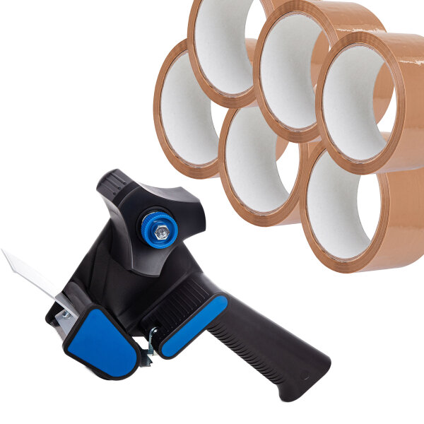 Paketbandabroller, Klebebandabroller Ultraleicht Set mit 6 Rollen, braun