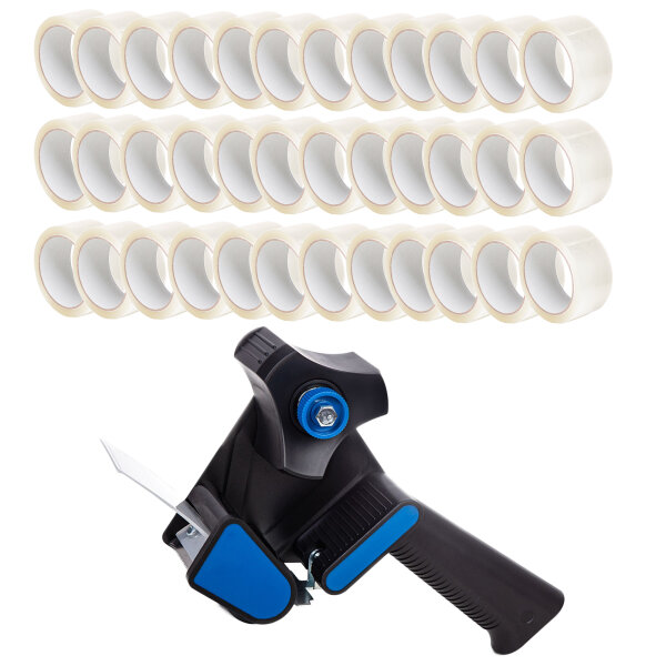 Paketbandabroller, Klebebandabroller Ultraleicht Set mit 36 Rollen, transparent