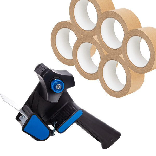 Klebebandabroller Ultraleicht Set mit 6 Rollen, Papierklebeband