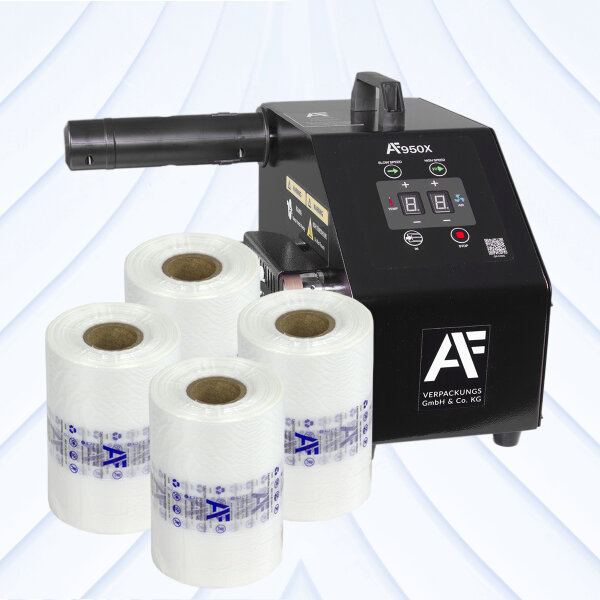 AF980 Standard Set 2: Luftpolstermaschine + 4× Luftpolsterkissen-Rolle 200×100mm